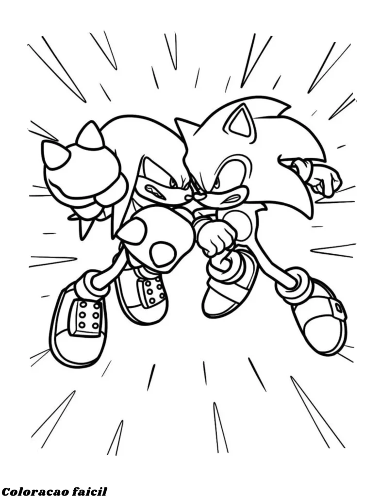 sonic tails knuckles para colorir
