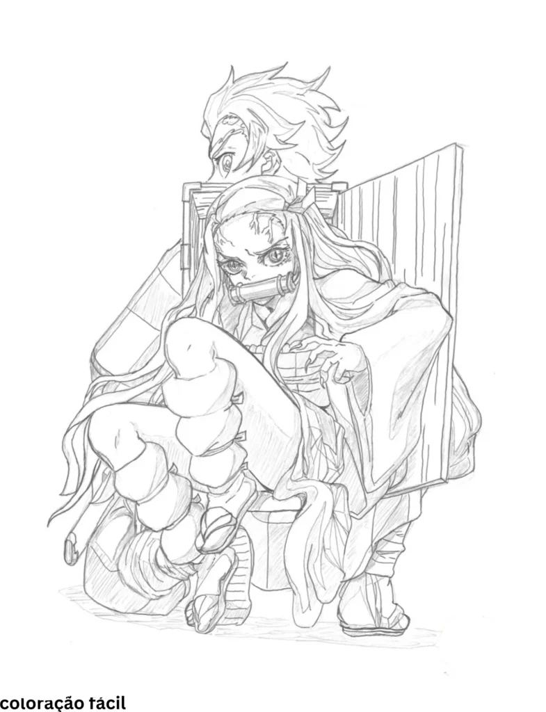 desenho para colorir demon slayer
