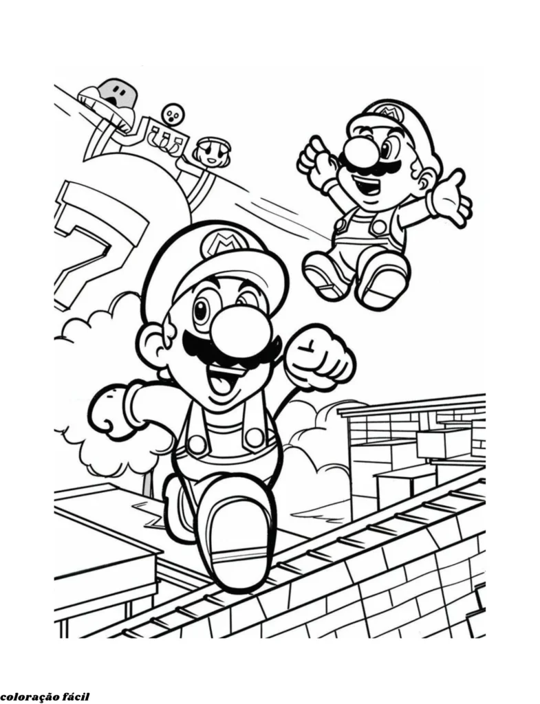 mario bros desenho para colorir