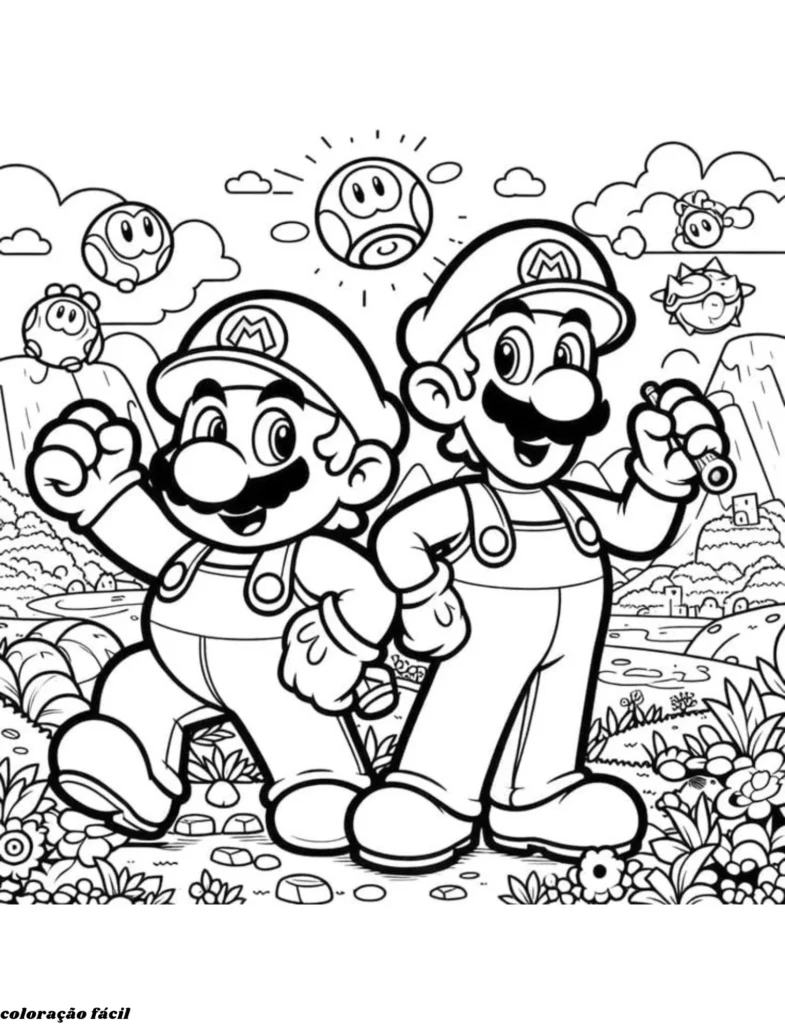 desenho para pintar mario