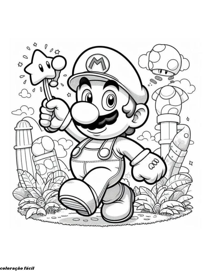 desenho para pintar mario