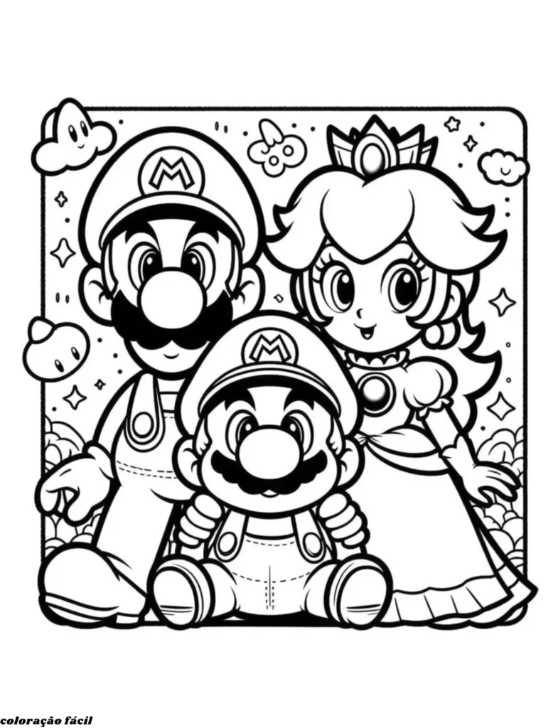 mario bros para imprimir e colorir
