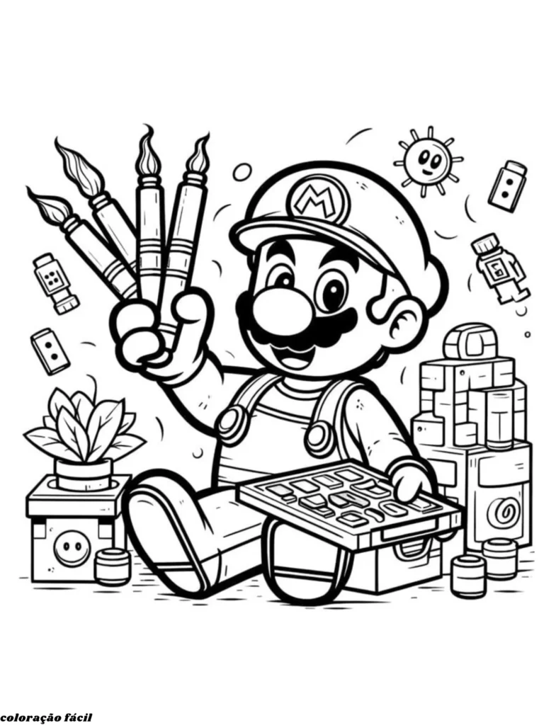 mario para imprimir e colorir