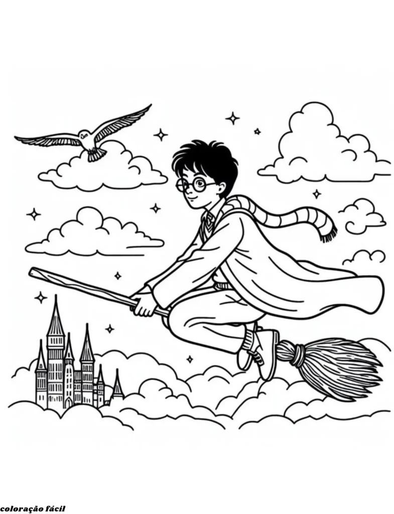 harry potter para colorir kawaii