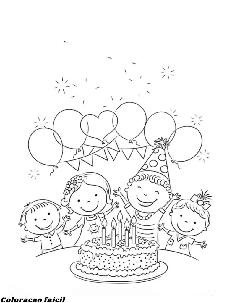 cartão de aniversário para colorir