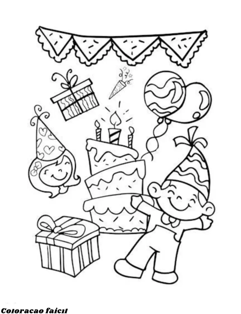 desenho de aniversário para colorir