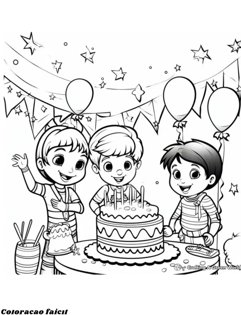desenhos para colorir de aniversario
