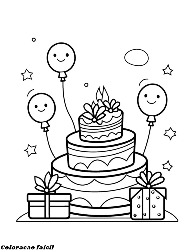 desenhos de festa de aniversario para colorir