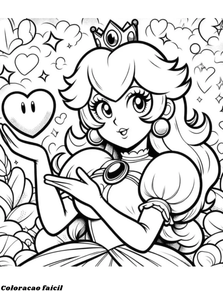 princesa peach para colorir