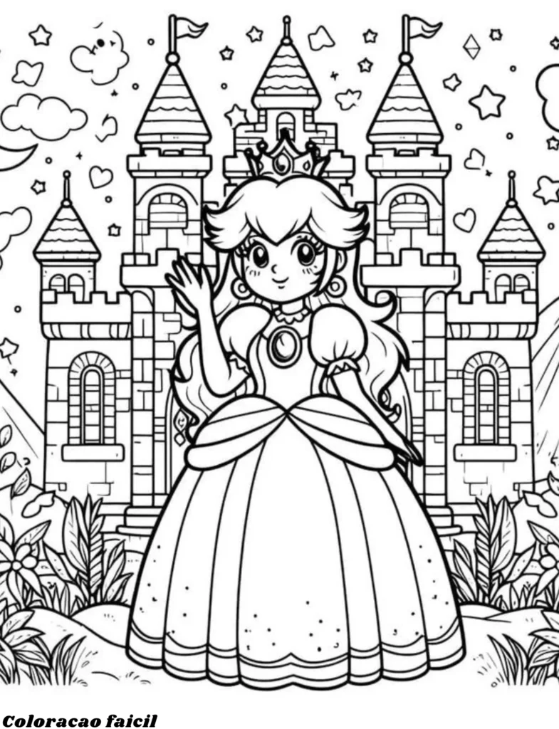 princesa do mario para colorir