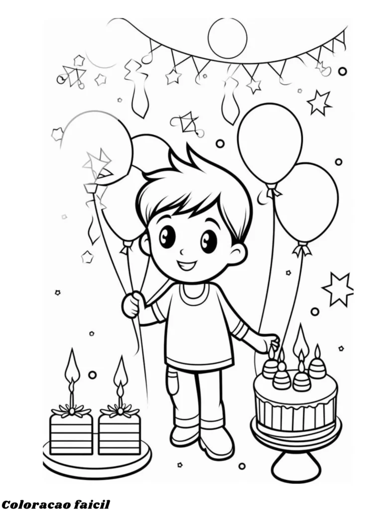 cartão de aniversário para imprimir e colorir
