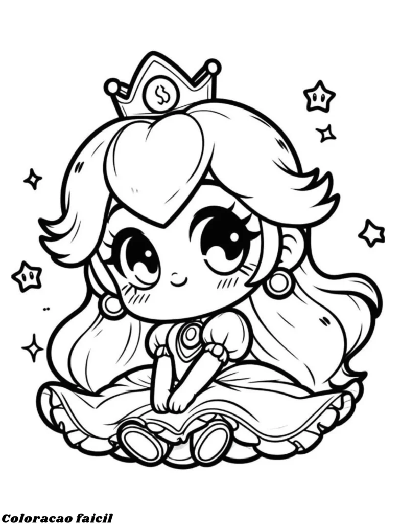princesa peach para colorir