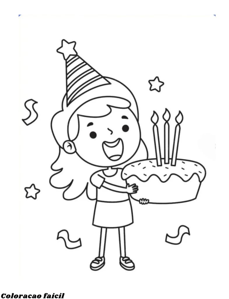cartão de feliz aniversário para colorir