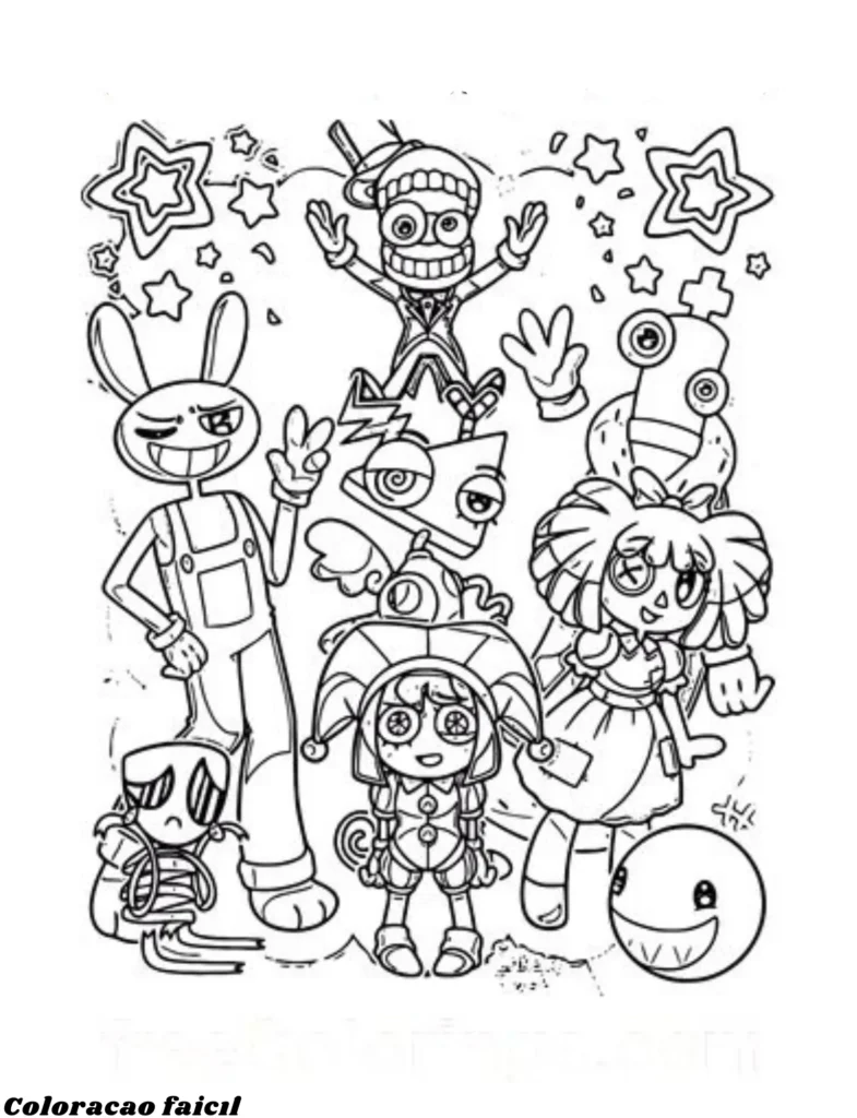 digital circus para colorir e imprimir