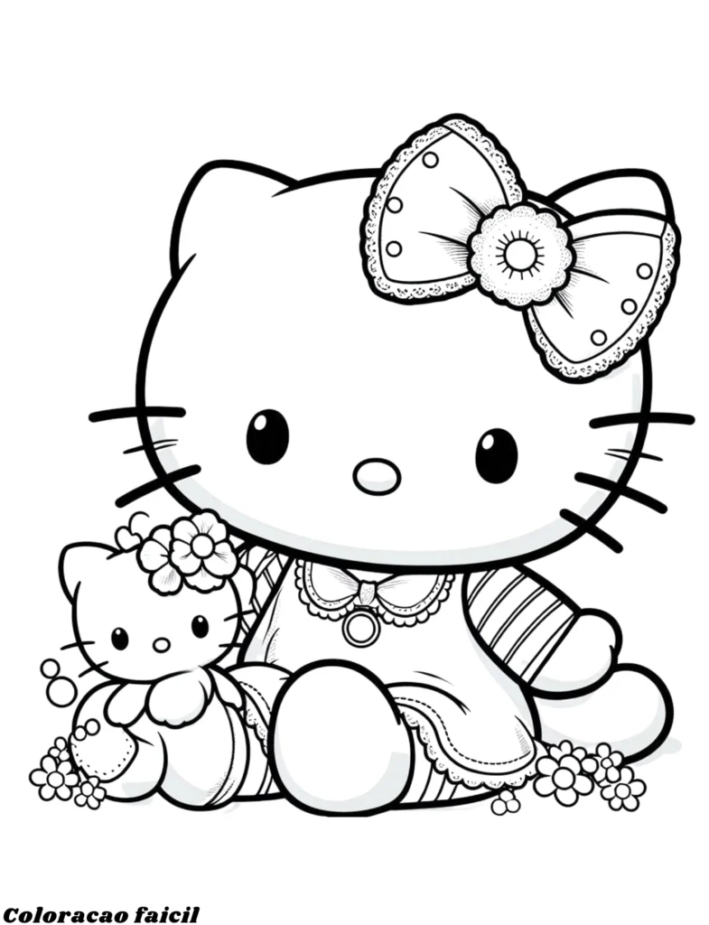 desenho para colorir da hello kitty