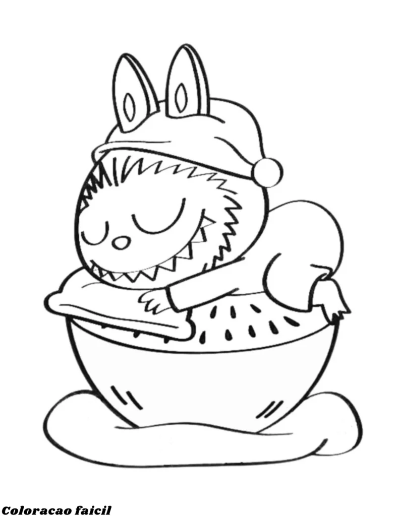 Ainda tem muitos desenhos pela frente, mas enquanto você decide quais cores vai usar, o Labubu já tirou um tempinho para descansar com uma sonequinha.