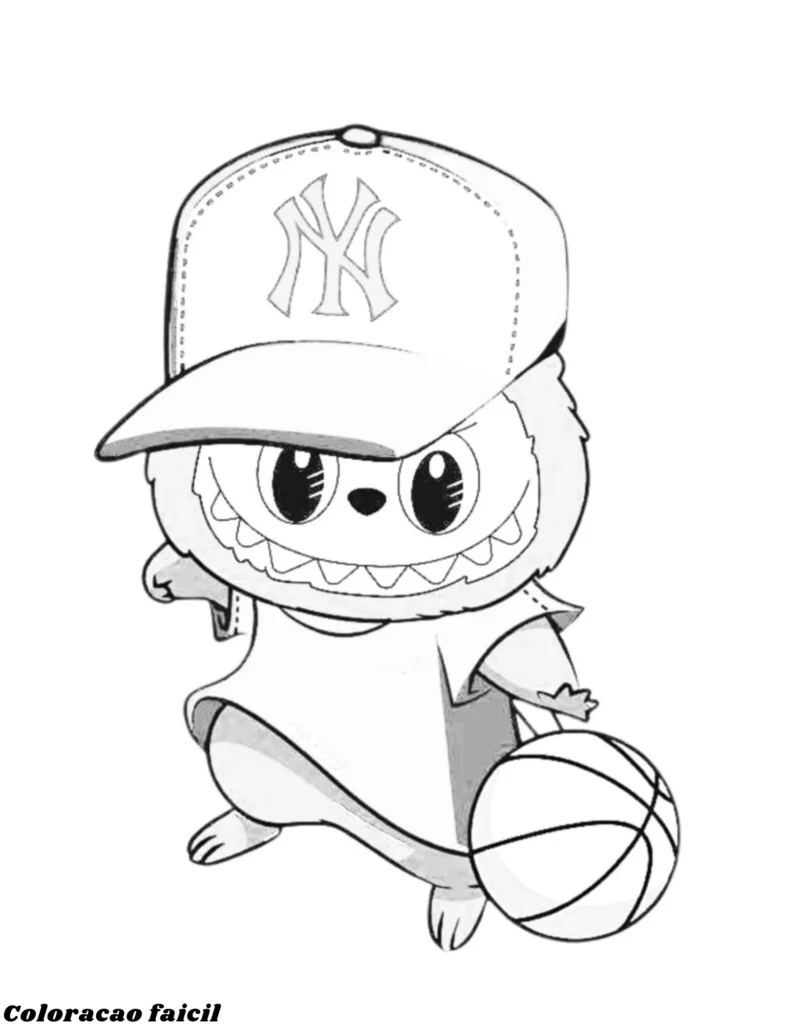 É claro que o Labubu se diverte com várias atividades — e uma das preferidas é o basquete. Na próxima cena, ele aparece praticando suas jogadas com muita energia.