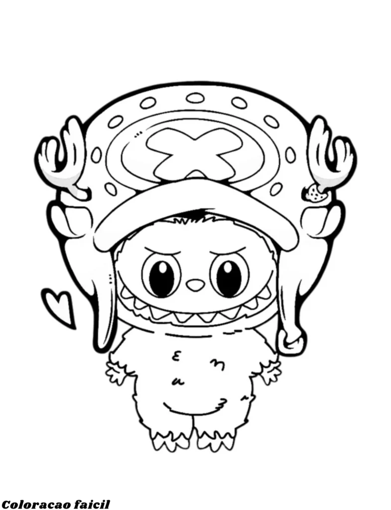 Se você é fã do anime One Piece, com certeza reconheceu a referência: o Labubu aparece vestido como o Chopper, um personagem tão adorável quanto ele.