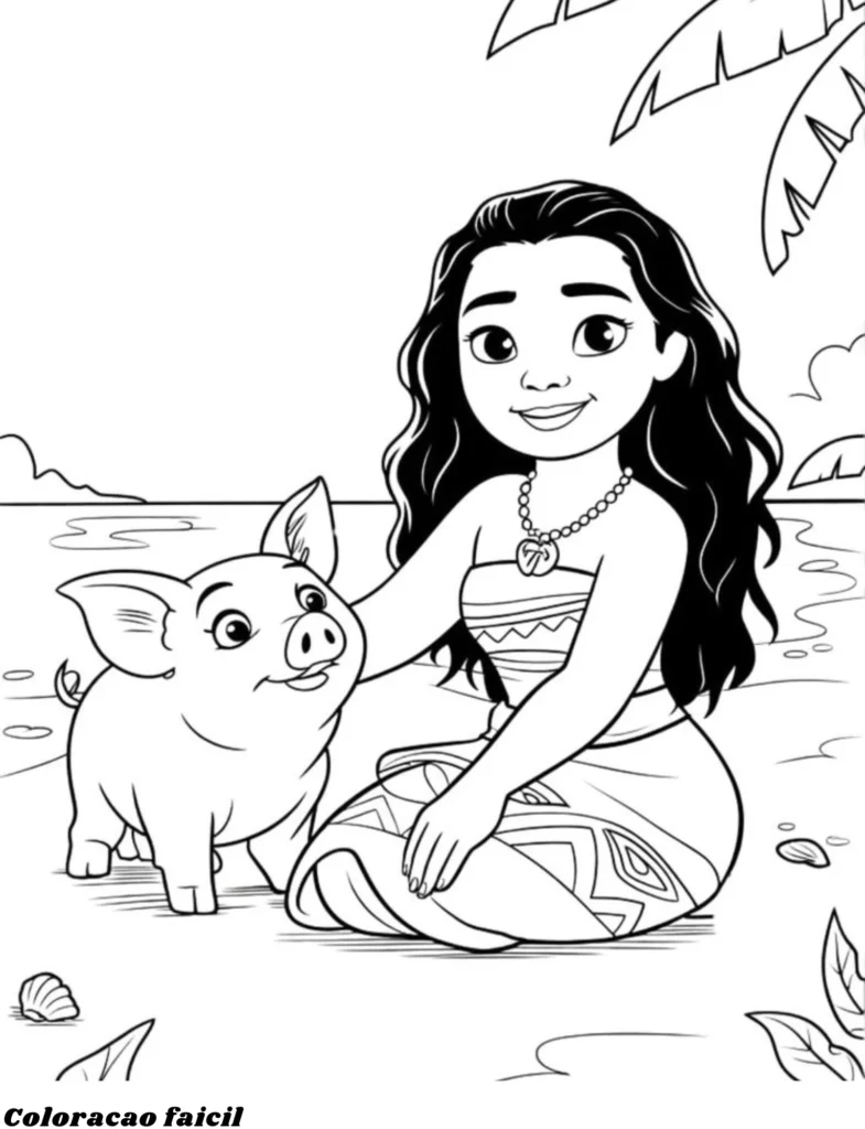 desenho moana para colorir