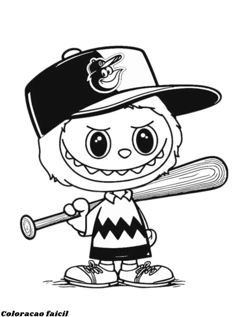 Que tal uma partida de beisebol com o Labubu? A diversão já começa na hora de dar cor ao desenho — prepare-se para entrar no jogo com muita criatividade!