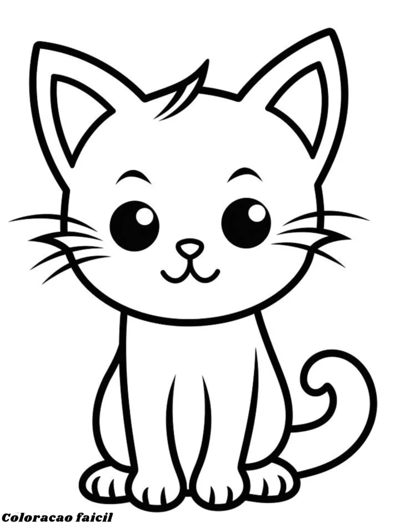 desenho de gato fofo para colorir