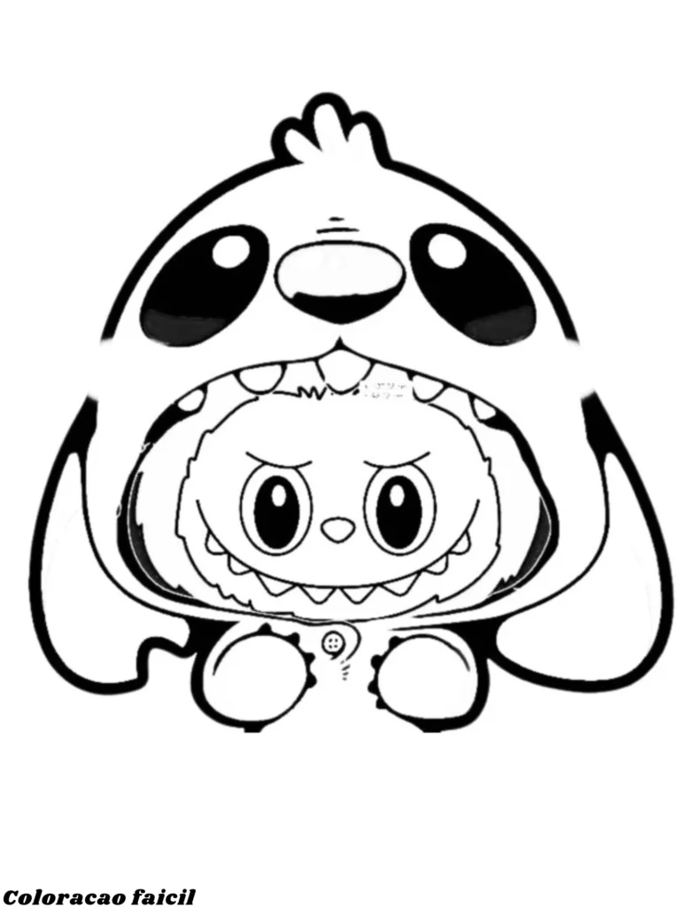 Se tem algo que pode deixar o Stitch ainda mais fofo, é combinar os traços dele com o estilo do Labubu. Veja só como essa mistura ficou divertida!