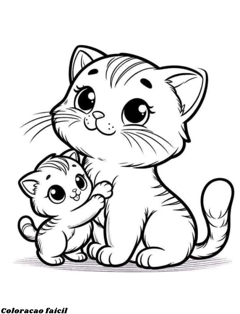 desenho gatos para colorir