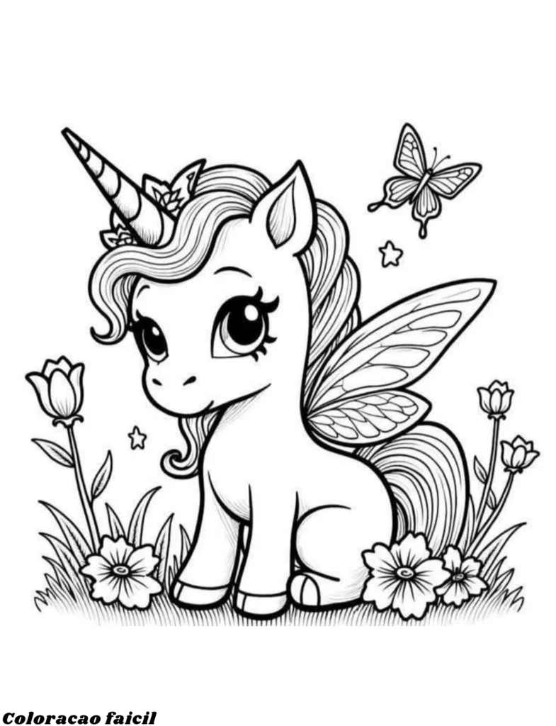 desenho unicornio para colorir e imprimir