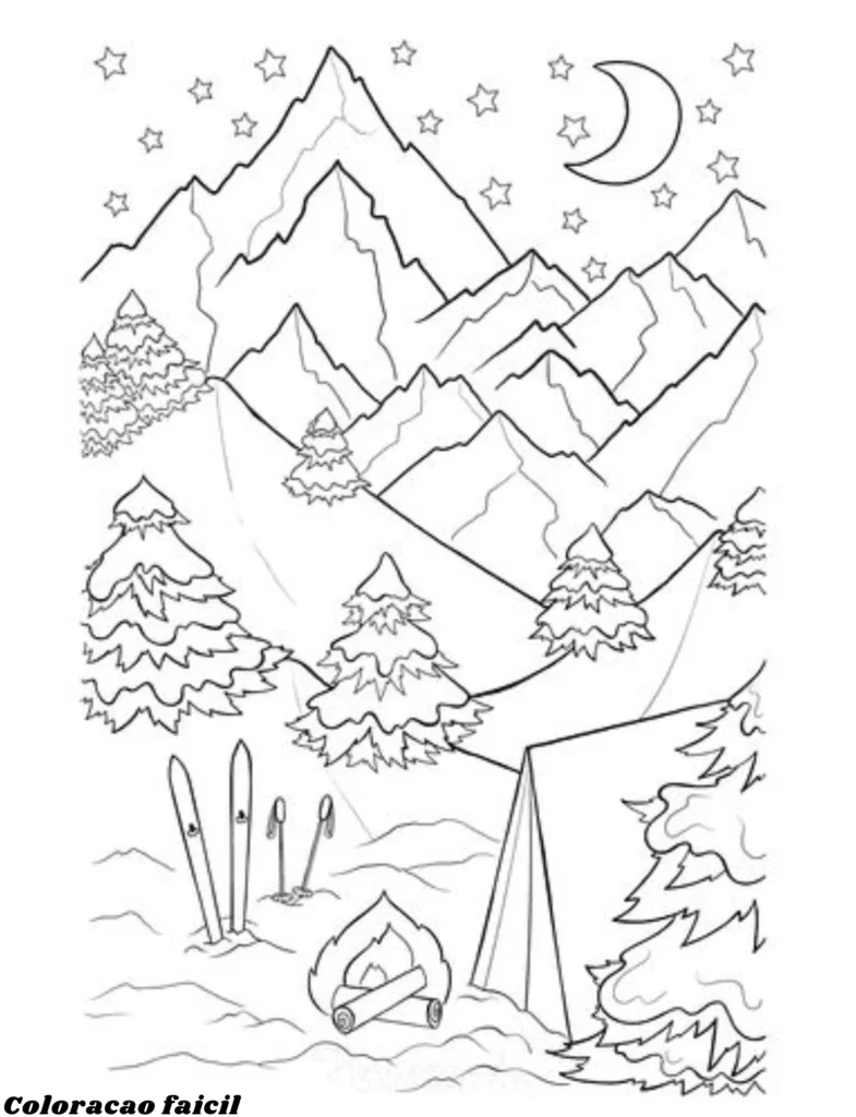desenho paisagem para colorir