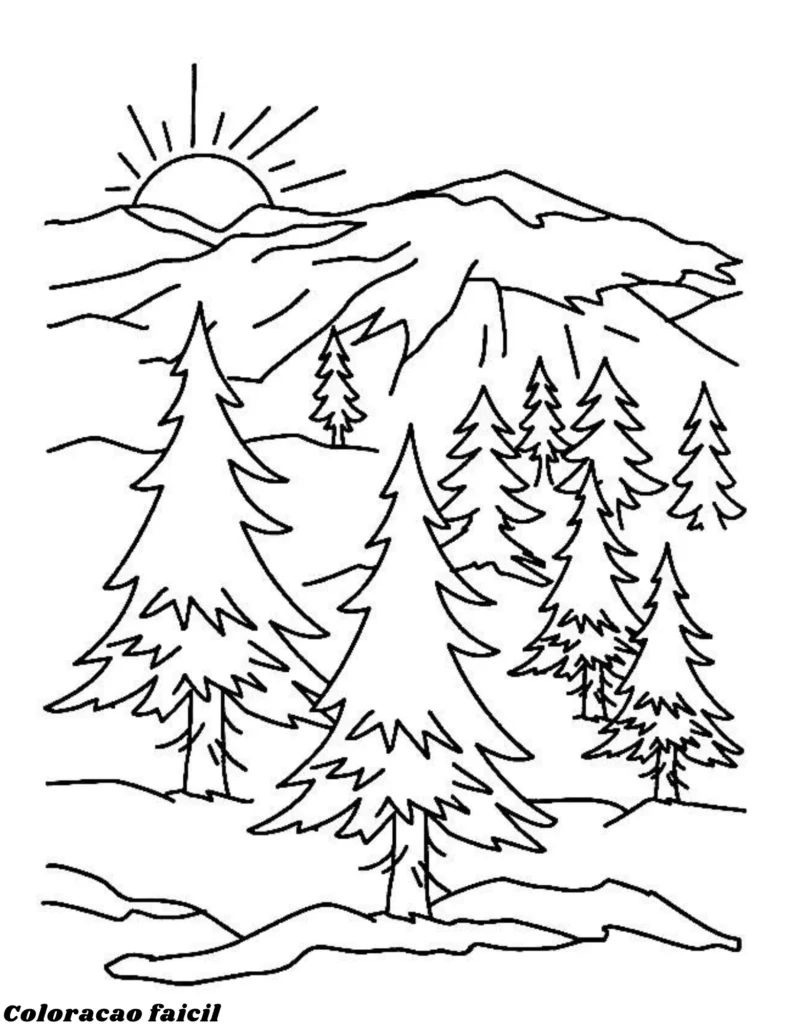 paisagem desenho para colorir