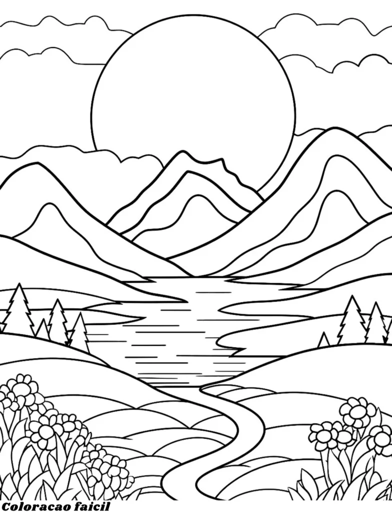 desenho de paisagem para colorir