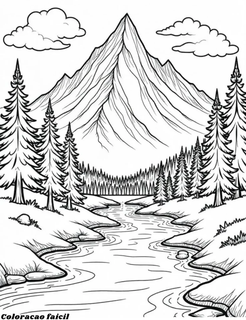 desenho para colorir paisagem