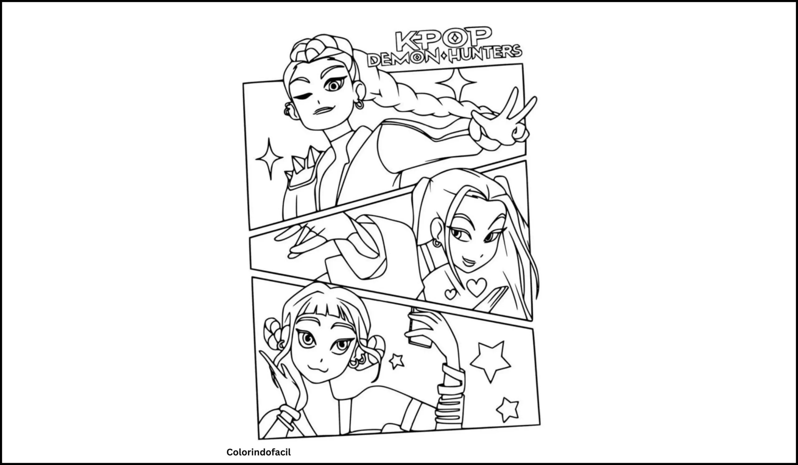 guerreiras do kpop para colorir